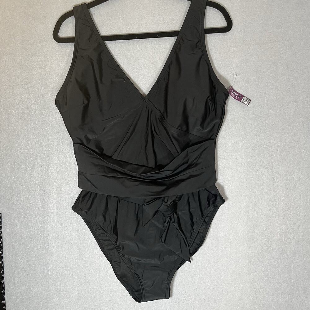NWT ADORE ME Swimsuit Women 1X Plus Black One Piece Cheeky Summer Slimming